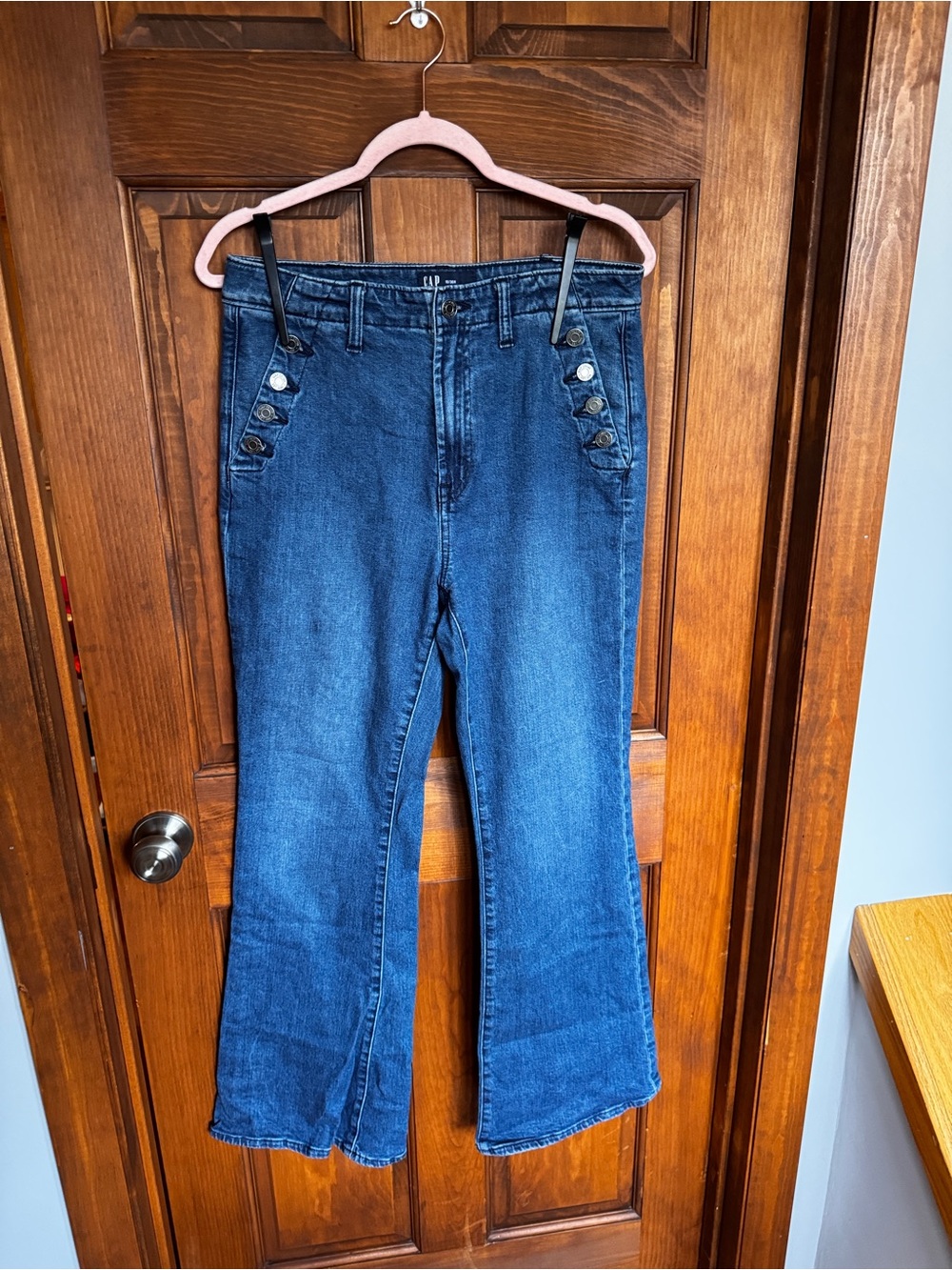 GAP Mid-Rise Button-Side 70’s Flare Jeans - Blue - Picture 2 of 10